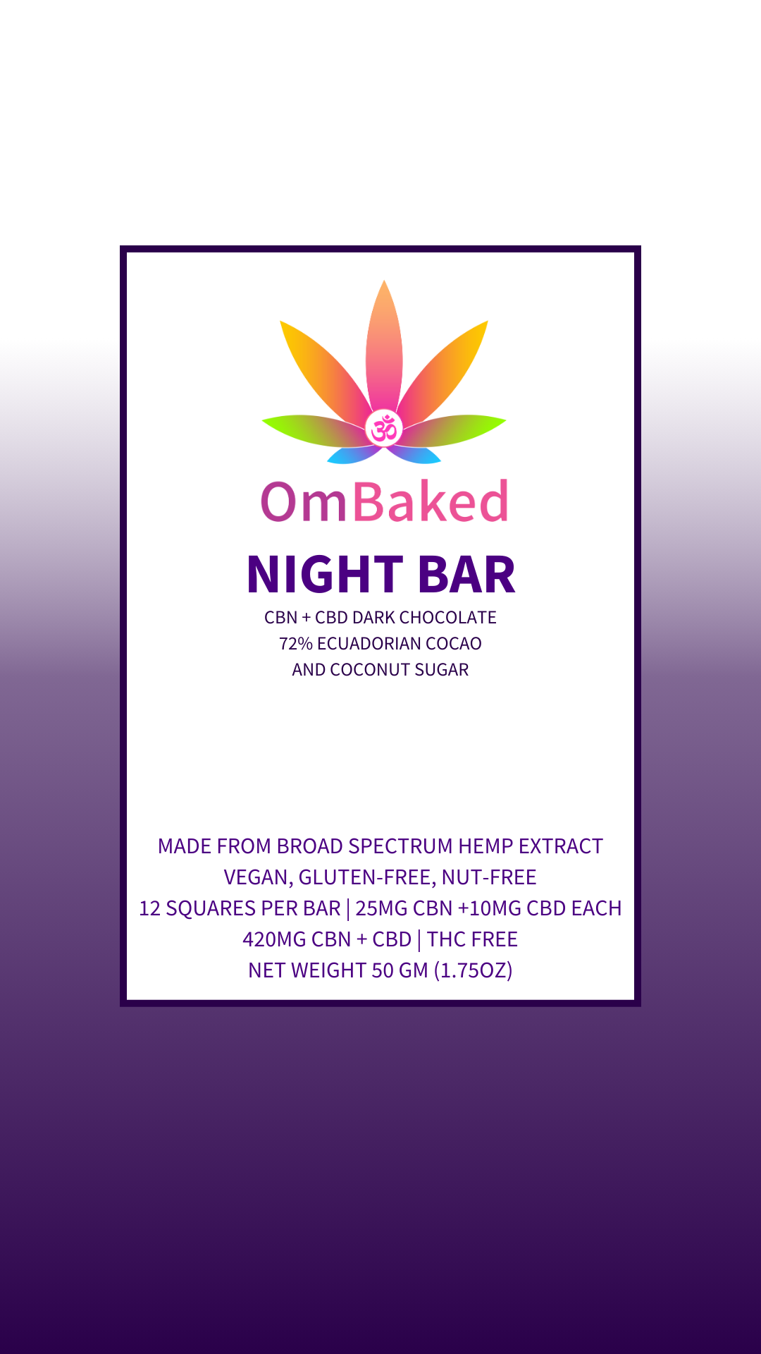 Chocolate, Night Bar - Broad Spectrum from OmBaked